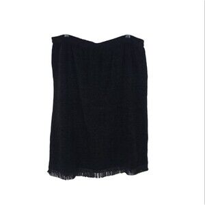 Indigo Moon Black Skirt Womens 3X Maxi Chenille Fringe Lined Plus Long Stretch